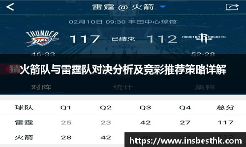 火箭队与雷霆队对决分析及竞彩推荐策略详解